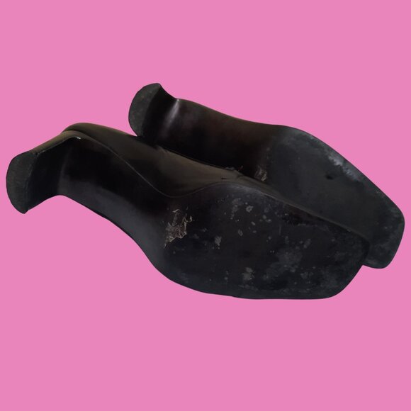 Vintage 90s Bisou Bisou Heels Black Leather Mary Jane Square Toe Shoes US 7 - Picture 10 of 12